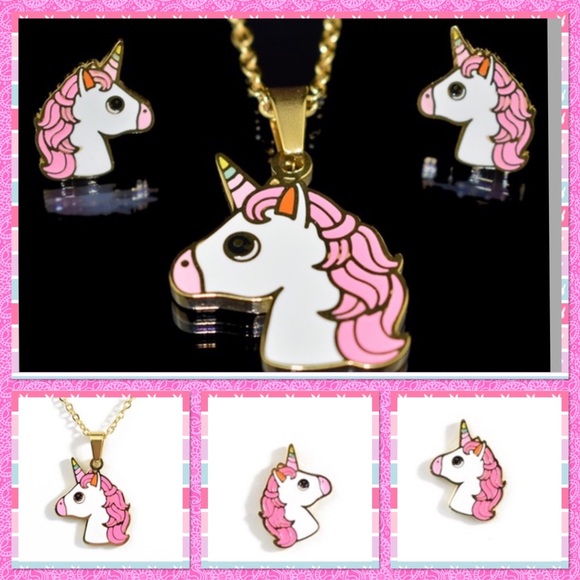 🦄New🦄2/$15🦄Cute Unicorn Necklace Earrings Set🦄 - Picture 2 of 2
